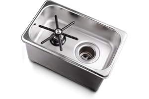 Espresso Parts Counter Top Stainless Steel Pitcher & Glass Rinser, 6" x 10" x 2", NSF, Commercial Glass Rinser