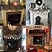 Dazonge Halloween Fireplace Mantle Scarf Black Cobweb Lace Runners for Fireplace Decorations (12pcs Bats Wall Decal Stickers Included)