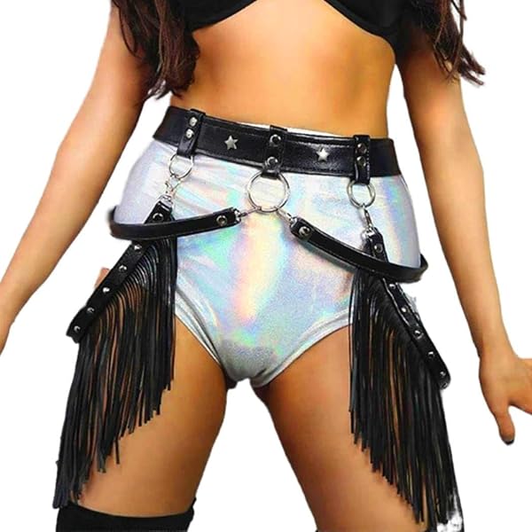 Amazon.com: ASOOLL Cowgirl Fringe Belt Pink Leather Tassel 