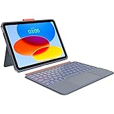 Case with Keyboard for iPad 10th Generation & 11th (A16, 2025): Bluetooth Wireless Detachable Magnetic Stand Rechargeable Keyboard with Folio Slim Compact Removable Cover with Trackpad, White Backlit