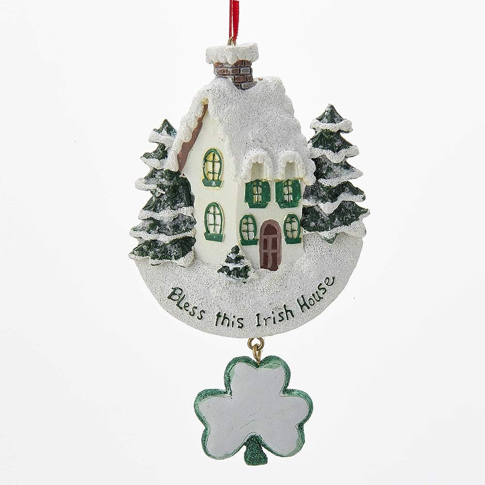Kurt Adler "bless This Irish House" With Dangle Shamrock Ornament