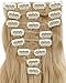 Benehair Clip in Hair Extensions 8PCS 24inch Long Wavy Synthetic Hairpieces Ash Blonde Hair Extensions Double Weft Hairpieces for Women Full Head Cosplay Party Wedding Hairpiece