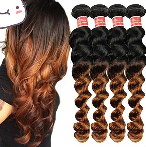 Wigsforyou@Two Tone 1b/30 Ombre Peruvian Human Hair Loose Weave 3 Bundles 150g, VIP Beauty Hair Peruvian Virgin Hair Remy Hair Extensions