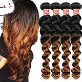 Wigsforyou@Two Tone 1b/30 Ombre Peruvian Human Hair Loose Weave 1 Bundle/50g, VIP Beauty Hair Peruvian Virgin Hair Remy Hair Extensions
