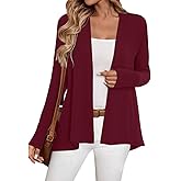 Sweet Hearts Long Sleeve Black Cardigan for Women- Lightweight Open Front Knit Sweaters Women’s Kimonos Fall Duster