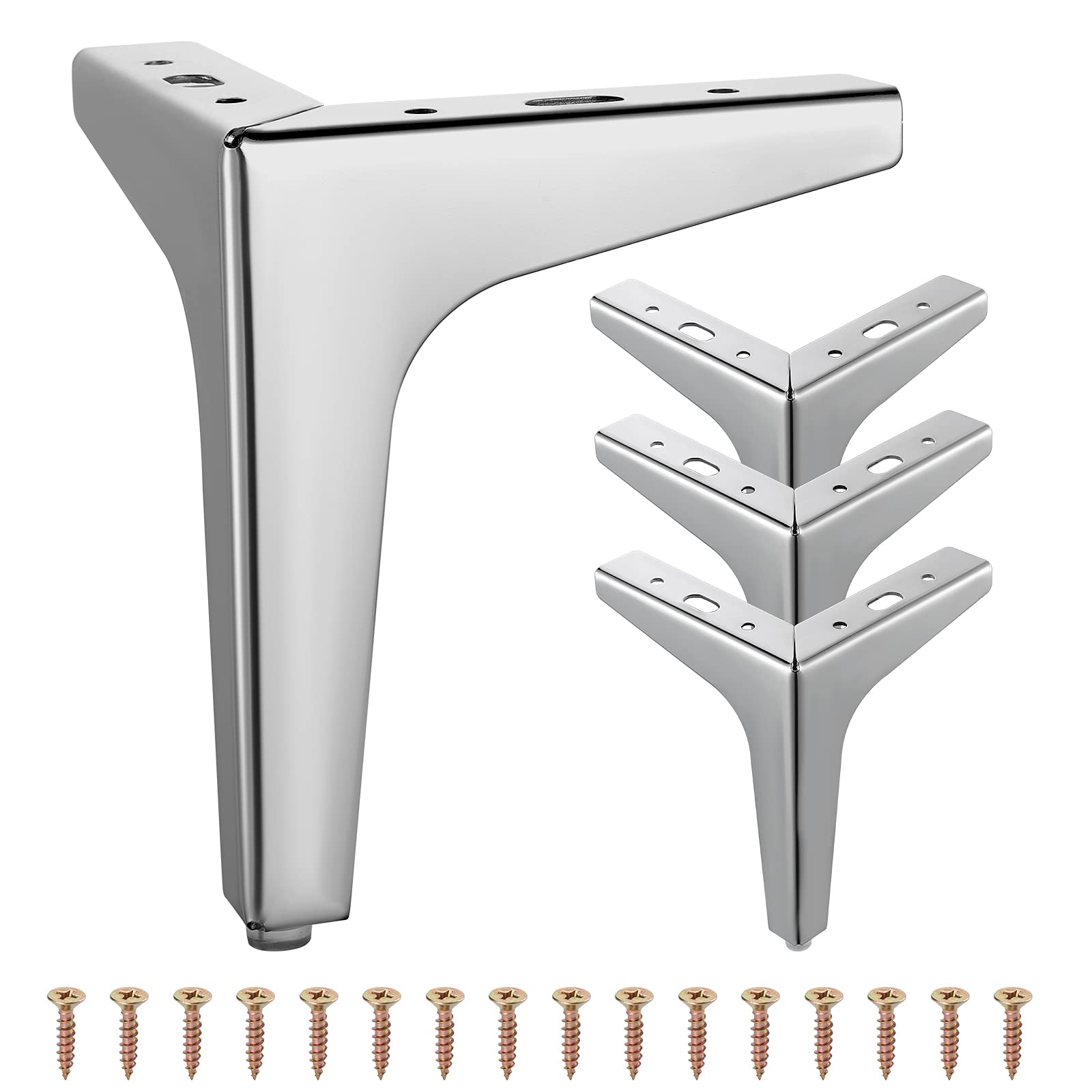 Knpwer 4 Pcs Metal Furniture Legs,Sofa Legs,Modern Metal Triangle Furniture Feet DIY Replacement for Cabinet Cupboard Sofa Couch Chair(4 inch (10cm)