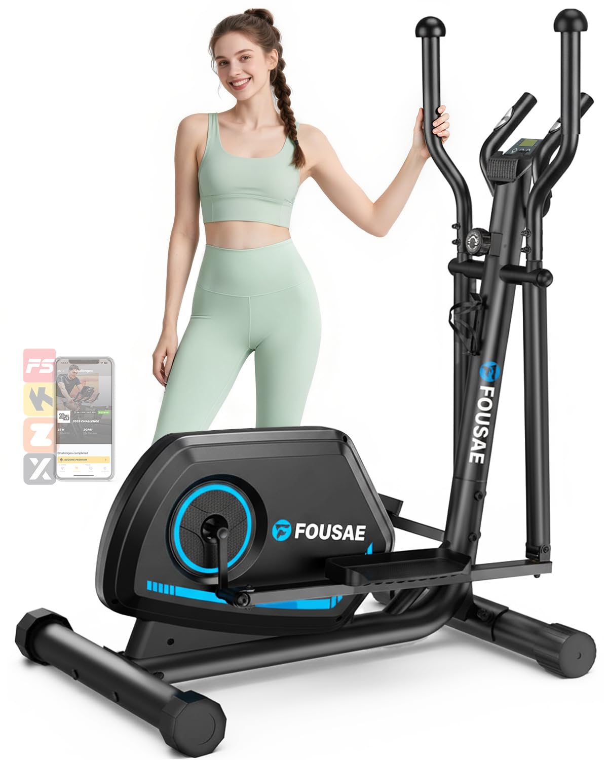 Photo 1 of *missing hardware**FOUSAE Elliptical Exercise Machine, 16-Level Magnetic Resistance Elliptical Machine for Home Trainer with Hyper-Quiet Drive, 15.5IN Stride, LCD Monitor & App Support, 350LBS Weight Capacity