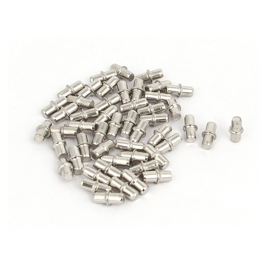 sourcingmap Cabinet Wardrobe 5mmx13.5mm Shelf Support Pins Studs Pegs Silver Tone 50pcs