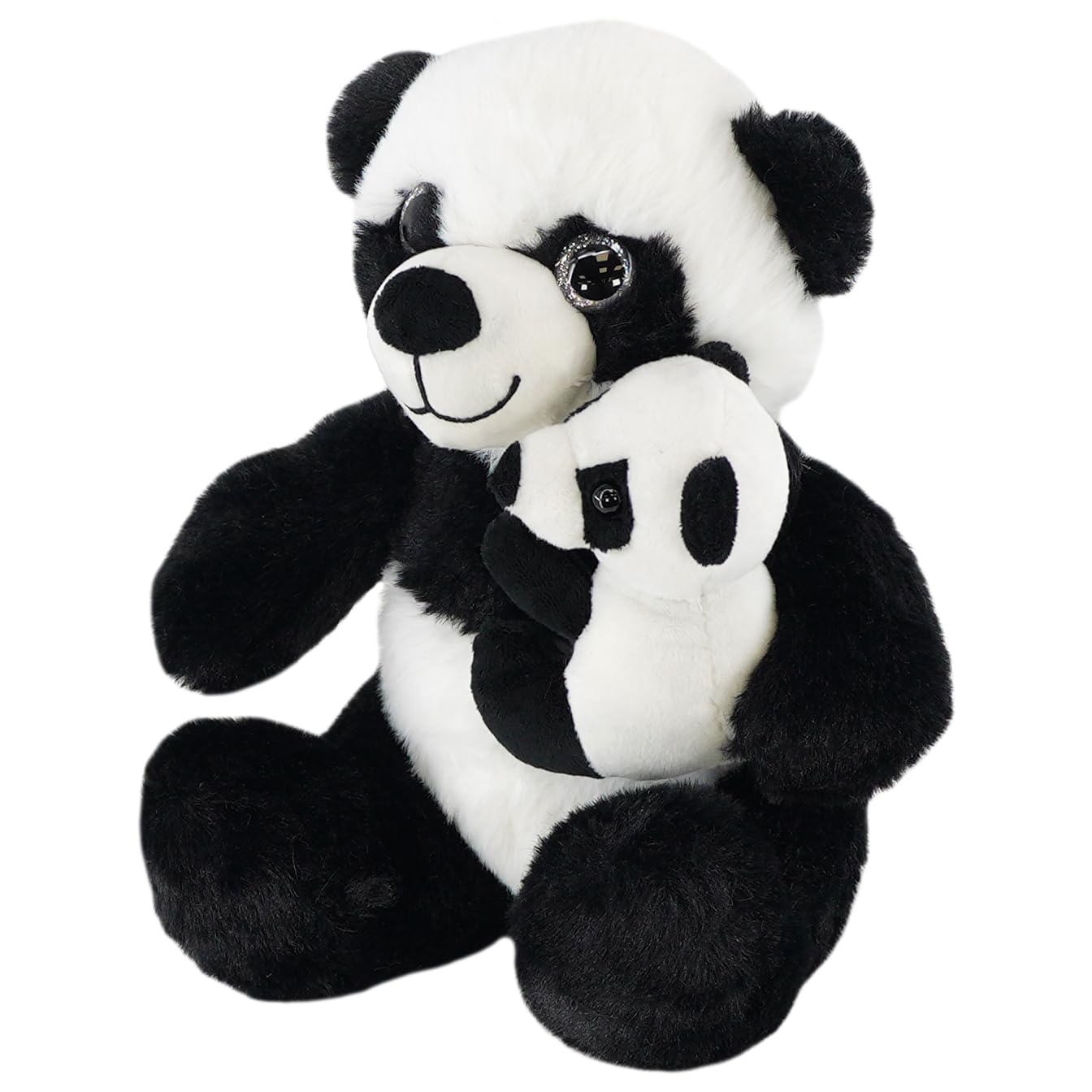 The Magic Toy Shop Mum and Baby Panda - Suitable from Birth - Big Sparkly Eyes, Super Soft Plushy, Cuddly Stuffed Animal Teddy Bear