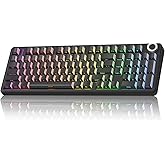 AULA F99 Pro Wireless Mechanical Keyboard-Silent Version,BT5.0/2.4GHz/USB-C Hot Swappable Custom Keyboard,Gasket Structure,Pre-lubed Linear Switches RGB Backlit Computer Gaming Keyboards,Black