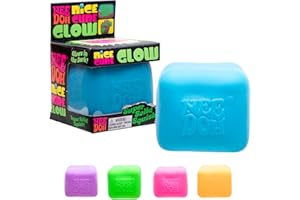 Schylling NeeDoh Nice Cube Glow - Sensory Toy with a Super Solid Squish - Glows in The Dark and Always Returns to its Square Shape - Ages 3 and Up - Color May Vary; One Cube Per Pack