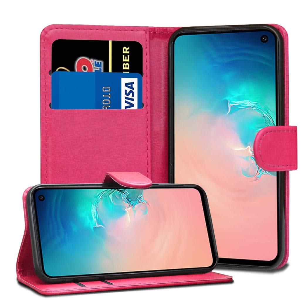 Samsung Galaxy S10 6.1" Leather Case - Galaxy S10 6.1" SM-G973F/DS Premium Wallet Case Leather Flip Cover For Samsung Galaxy S10 [Card Holder] [Magnetic Closure] (Pink)