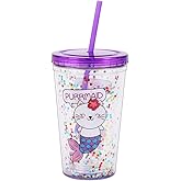 Cute Tumbler with Lid and Straw Double Wall Insulated Acrylic Cup for Girls Women Kids, 18oz/550ml (Mermaid cat)