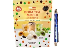 Boba Milk Tea Mochi, Tropical Fields, 31.8 oz, Thai Tea, Milk Tea, Matcha, Packaged with BRYANT DESAI SUPPLIES Pen