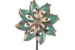 DREAMYSOUL Outdoor Wind Spinner 37 Inch, Metal Garden Wind Sculpture Bronze Wind Spinners for Patio Yard Lawn Decor