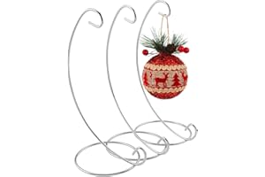 Abom 9in Ornament Display Stand, Tabletop Ornament Hanger, Terrariums Holder, Silver Hanging Hook for Christmas & Halloween Decoration, Glass Crystal Witch Ball, Home Wedding, Party Decor (3 Pack)