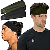 Headbands for Men and Women - Mens Sweatband & Sports Headband Moisture Wicking Workout Sweatbands for Running, Cross Trainin