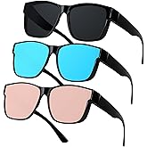 ANDWOOD Fit Over Glasses Polarized Sunglasses for Women Men Oversized Square Shades UV400 Protection