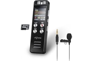 TCTEC Digital Voice Recorder, Audio Noise Reduction, Sound Tape Recorder with Playback, Clip-on Mic Dictaphone for Meeting, Lecture (98GB)