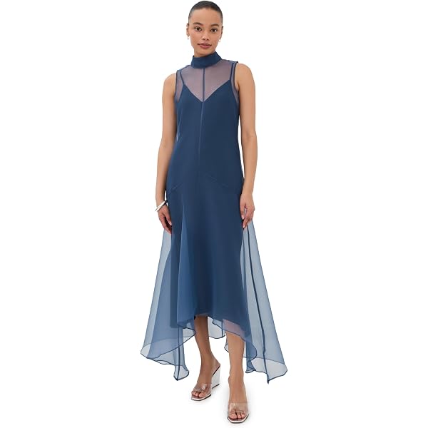 staud calluna dress blue Staud Calluna Thyme Sheer Organza Maxi Dress