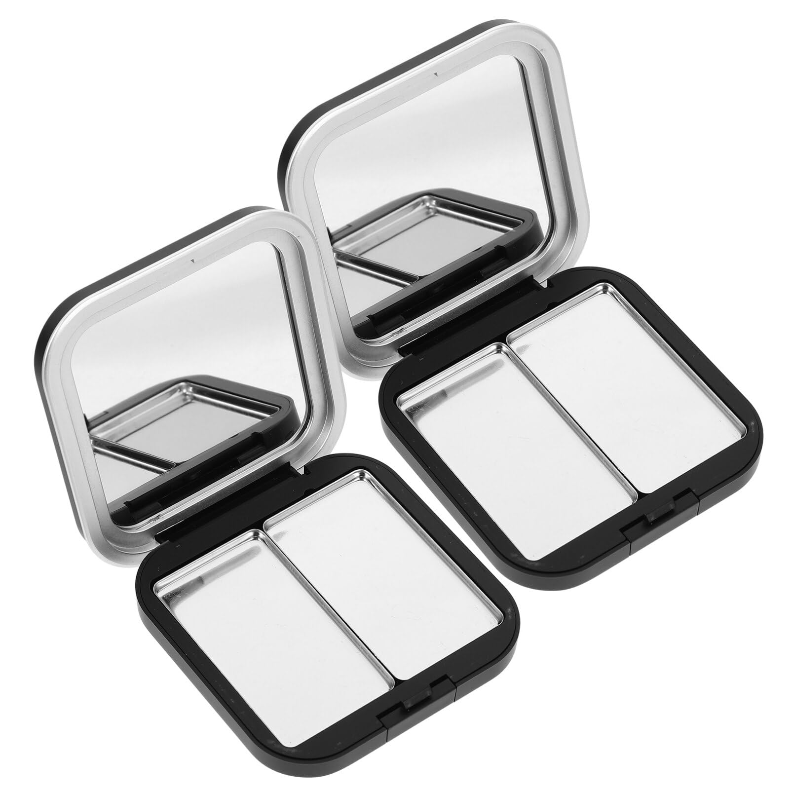 LALAFINA 2pcs Empty Magnetic Eyeshadow Pallet with Mirror, Small 2 Grids Eye Make Up Container Palette Cases Empty Eyeshadow Travel Valet Tray