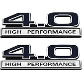 2pcs 4.0 Liter V6 High Performance Engine Emblems Badge 3D Decals Stickers Cars Trucks (Chrome Blue)