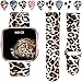 Wepro Floral Bands Compatible with Fitbit Versa & Versa Lite SE SmartWatch for Women Men, Small, Silicone Fadeless Pattern Printed Replacement Band Wristbands, Leopard