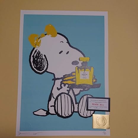 Amazon Co Jp 限定death Nyc ポスター スヌーピー Snoopy ピーナッツ トムエバーハート パフューム スカイブルー イエローリボン Hobby