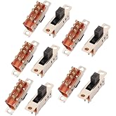 uxcell 10Pcs 3 Position 8P DPDT Panel Mount Micro Slide Switch Latching Toggle Switch