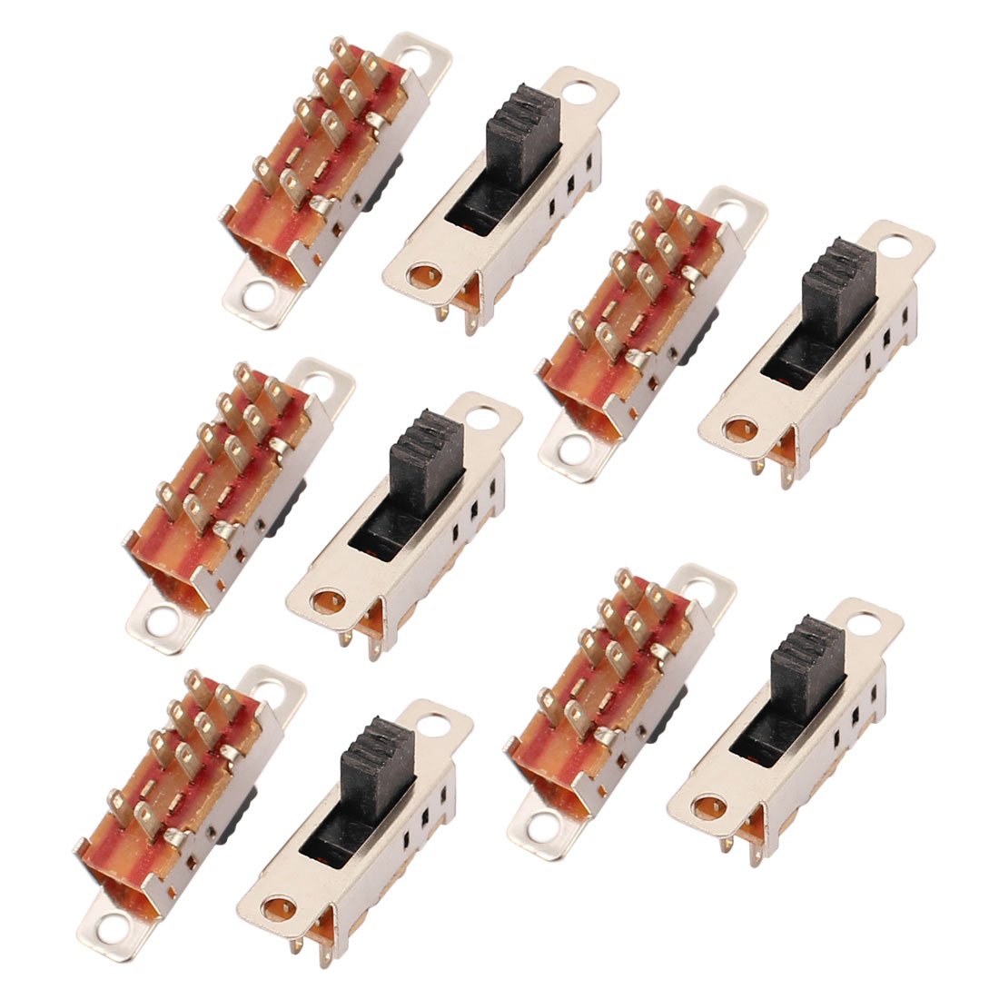 sourcing map 10Pcs 3 Position 8P DPDT Panel Mount Micro Slide Switch Latching Toggle Switch