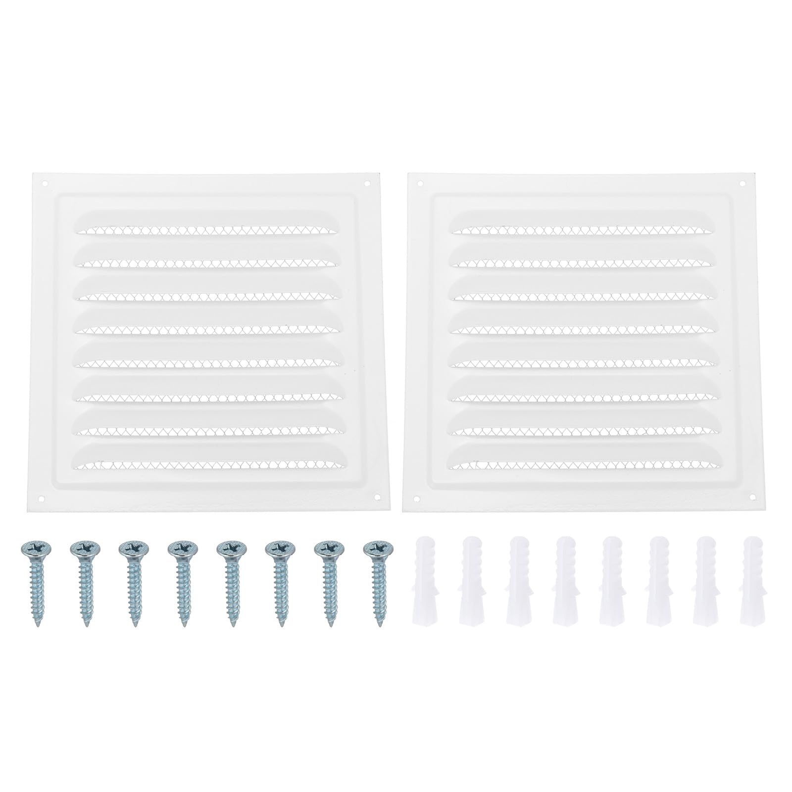 PATIKIL 8"x8" Stainless Steel Gable Vent, 2pcs Exterior Wall Outlet Vent Cover HVAC Air Grille Louvered Screen Mesh for Kitchen Bathroom Ventilation, White