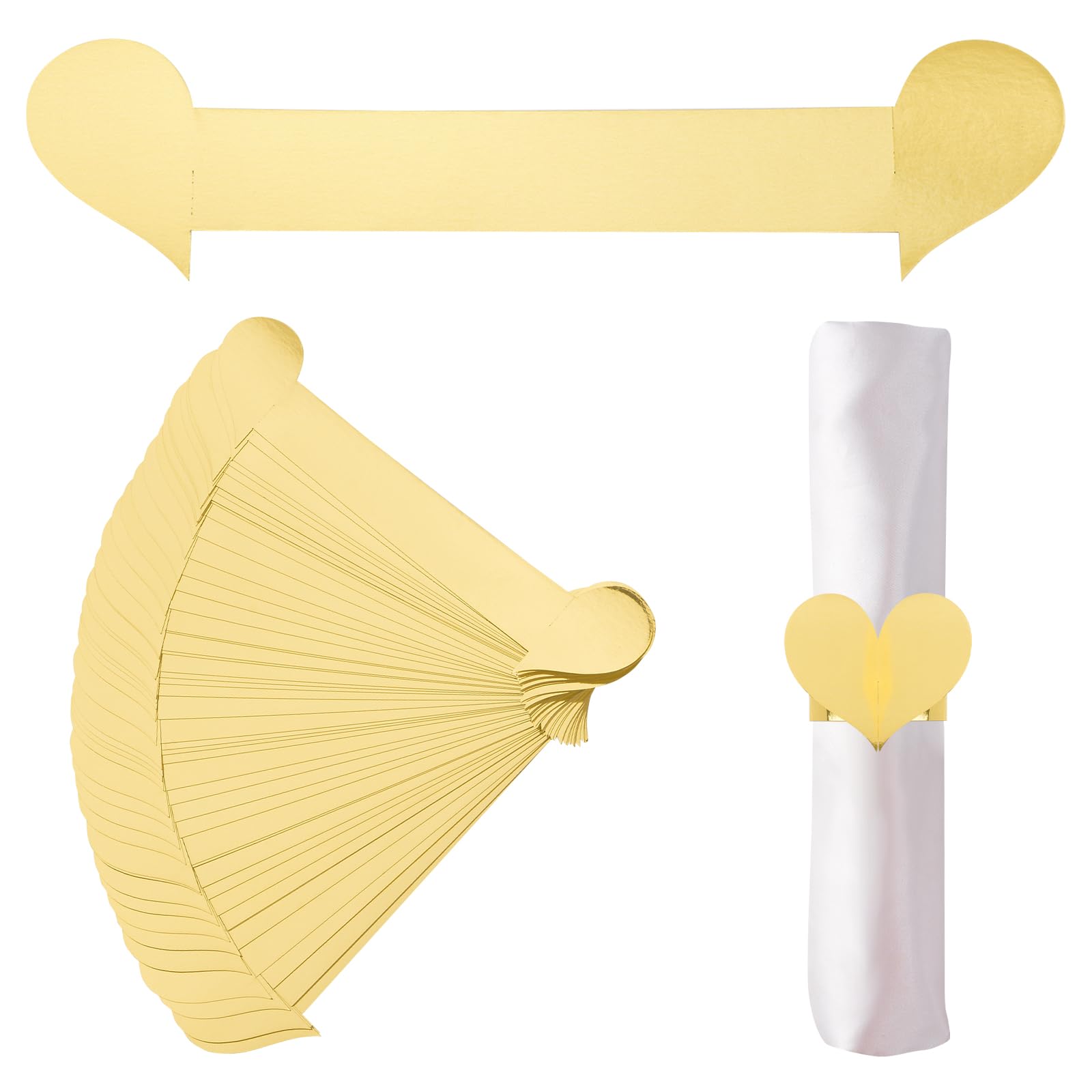 URROMA Napkin Rings, 50 Pcs Reflective Gold Love Napkin Rings Decor Napkin Rings for Table Decoration Valentine Day Thanksgiving Christmas Anniversary Dinners