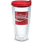 Tervis Coca-Cola-Coke Enjoy Insulated Tumbler with Emblem and Red Lid, 24oz, Clear