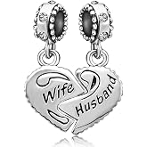 JMQJewelry Wife Husband Compatible with Pandora Charms Bracelet | Womens Bead Christmas MotherValentine's Day Jewelry Love Heart Birthday Birthstone