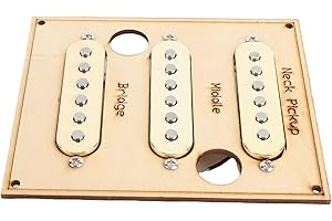 Hamwesh Single Coil Pickup Set, Alnico 5 High Output Neck Middle Bridge Pickup Set with Staggered Pole Pieces and Removable C