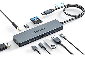 USB C Hub Multiport Adapter for MacBook Pro Air: KIROSA 9 in 1 USB C to 4K HDMI Hub Dongle with 100W PD USB3.0 - Portable USBC Hub Compatible with Laptops and Other Type C Devices