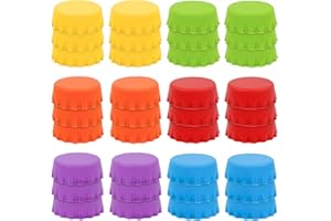 Binxus 36Pcs Bottle Caps Silicone Rubber Bottle Caps, Reusable Bottle Caps Bottle Caps for Glass Bottles 6Colors Beer Bottle 