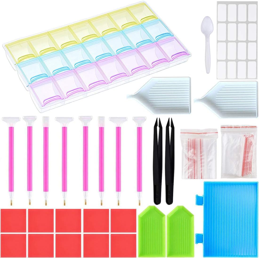 Produktbild von Diamond Painting Kleber Für Steine 40 Stück Diamant Stift Kleber Ton,Diamant Malerei Kleber Clay, 2x2cm DIY Malerei Kleber Ton Bunte Malerei Ton Wachs Stickerei Kreuzstich Malerei Set Werkzeug DIY Diamant Wachs Werkzeug