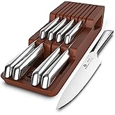 imarku Knife Set, 10 PCS Japanese Stainless Steel Knife Block Set, Kitchen Knife Sets with Wooden Drawer Organizer, Drawer Knife Set,Dishwasher Safe, Ultra Sharp Chef Knife, Gifts for Women Men