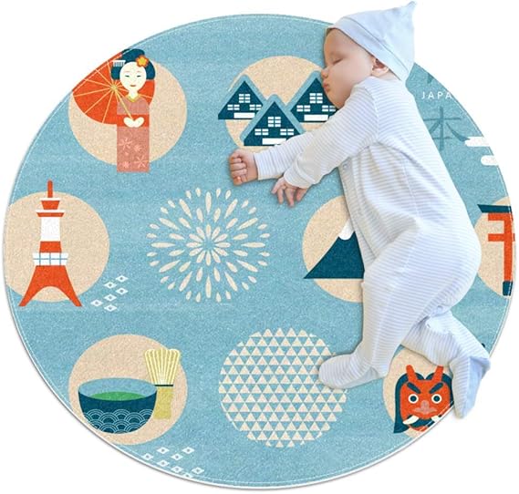 Alfombra redonda antideslizante con diseño de espada de dragón azul