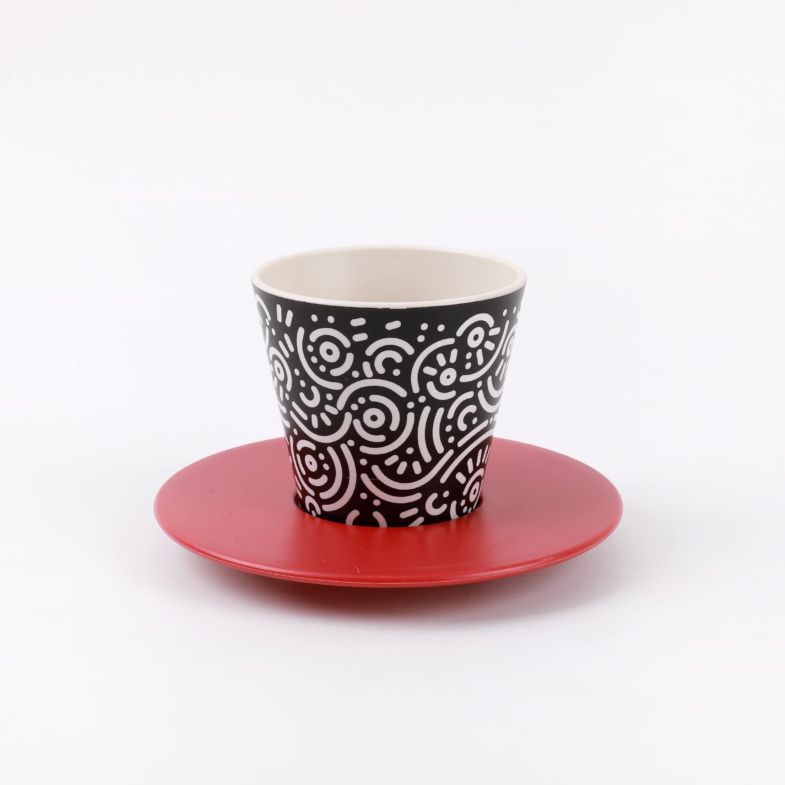 IDRINK® - RPET Mug, Saucer and Spoon Set | Great and Cute Gift Environmentally Friendly | (Geometric)