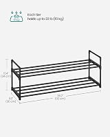 SONGMICS 2-Tier Shoe Rack Storage Organiser 30x92x34 cm Black LSA12BK view 3