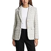 MSQPOVIC Women's Wool Blend Plaid Suit Jacket, Fashionable Slim Fit Fully Lined Single Breasted Casual Jacket