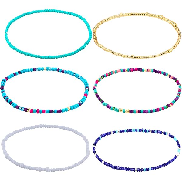 6 Bracelets De Cheville Perles Bohème KINBOM - Réglables, Faits Main, Pour Femme Et Filles