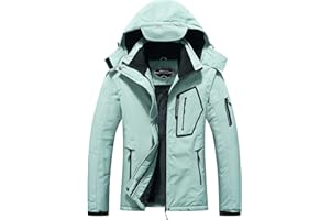 SUOKENI Women's Waterproof Warm Winter Snow Coat Hooded Raincoat Ski Snowboarding Jacket