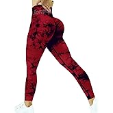 Jomkig Tie Dye Seamless Leggings for Women High Waist Workout Yoga Pants Scrunch Butt Lifting Compression Tights