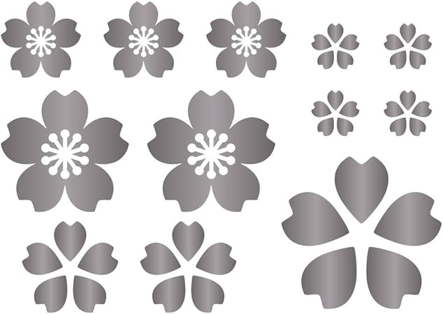 Amazon デザイン工房ｓｉｇｎｓ 車 ステッカー 桜 さくら 4 花 12枚セット 窓 給油口 綺麗にはがせる シルバー マット ステッカー デカール 車 バイク