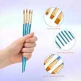 CNMTCCO 20 Pcs Paint Brush Set Nylon Hair Brushes for Acrylic, Oil, Watercolor view 3