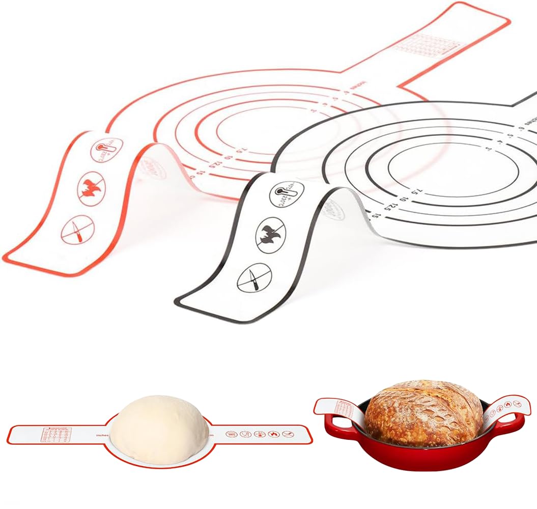 Sourdough Silicone Baking Mat, 2pcs Reusable Bread Sling With Long Handle, Non-Stick and Easy Clean for Transferring (2)