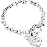 abooxiu Lock Urn Bracelet for Ashes - Crystal Heart Cremation Bracelet - Stainless Steel Memorial Ash Holder for Men Women - Silver